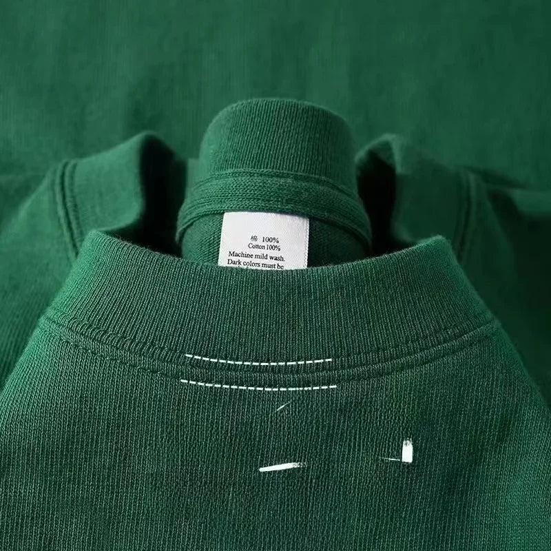 T-shirt à manches courtes en pur coton épais Tianqing couleur été coupe ample unisexe basique Sle confortable respirant décontracté...