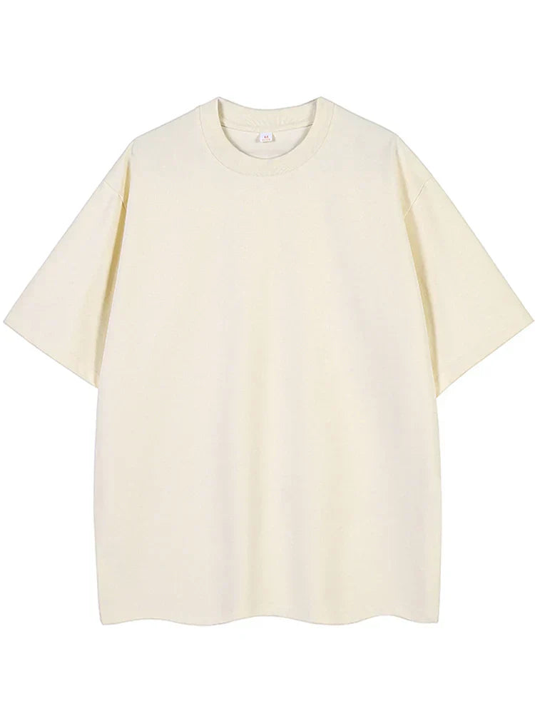 260GSM Summer T Shirt Men Korean Fashion Short Sleeve Loose Basic T-shirts Solid Tops Oversized Tee Unisex